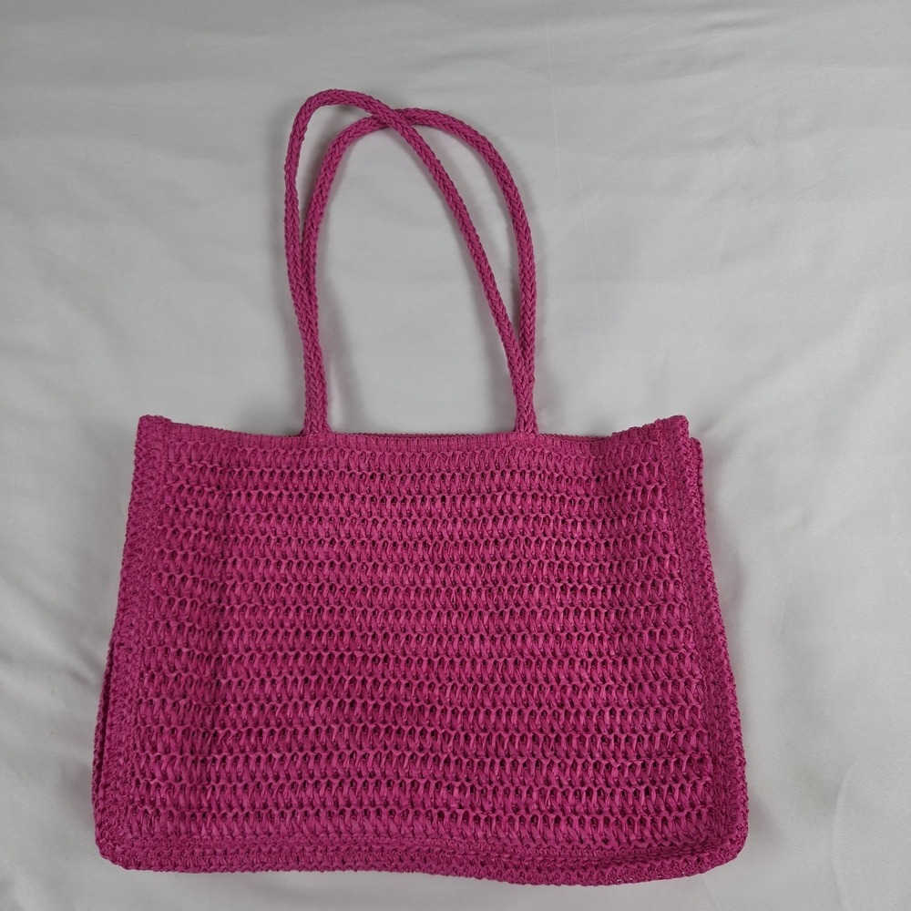 Juicy Couture Hot Pink Beach Tote Weave Straw - Picture 4 of 5
